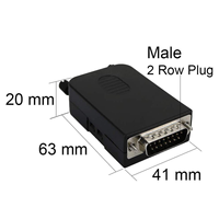 D-SUB DB15 mâle 15 broches Port Jack vers connecteur de carte de dérivation Terminal, prise 2 rangées avec étui