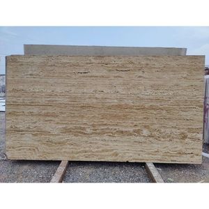 กระเบื้องหินอ่อนหินอ่อนสีเบจ Travertine นำเข้าโดโลไมต์ธรรมชาติขัดเงา1ปีสำหรับใช้รับประทานอาหารกลางแจ้ง - Product Image 2