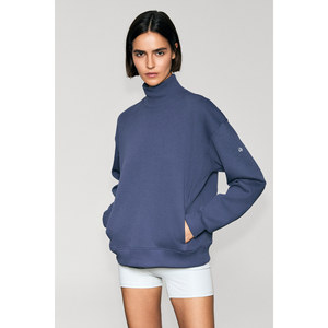Urban Beat XENYA Women's Fleece Lined Soft <b>Turtleneck</b> Neck Print Detail Pocket Regular Sweatshirt - Product Image 2
