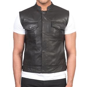Gilet de moto en cuir sur mesure OEM, design personnalisé, broderie de haute qualité, cuir de vachette de première qualité, entièrement doublé, gilet de moto d'hiver - Product Image 5