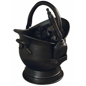 Nouveau seau à charbon en métal noir avec revêtement en poudre, avec poignée, ensemble de cheminée de jardin et accessoires, seau de rangement - Product Image 3