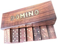 Jeu de dominos classique double six, boîte en bois artisanale, incrustation en laiton, bois de sheesham poli, écologique, haute qualité QG