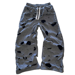 Pantalones de chándal acampanados holgados desgastados para hombre, ropa de calle pesada de algodón con cordón lavado con ácido, hechos a medida 2025 - Product Image 5