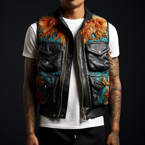 Gilet en cuir pour hommes de qualité supérieure avec design et logo personnalisés Gilet en cuir de motard classique coupe-vent pour hommes à vendre - Product Image 3