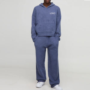 Pantalon à taille élastique avec cordon de serrage et haut oversize à capuche 2026 – Survêtement confortable pour homme coupe oversize avec poches latérales - Product Image 1