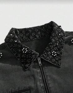 แจ็คเก็ตยีนส์สั่งทำพิเศษ พร้อมงานปักทั่วทั้งตัวเสื้อ สำหรับผู้หญิง ลายปักดอกไม้ แจ็คเก็ตยีนส์ผู้หญิง ปักโลโก้ตามสั่ง - Product Image 3