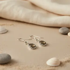Women's 925 <b>Silver</b> Smoky Quartz Dangle <b>Earrings</b> with Freshwater <b>Pearl</b> 18K Gold Plated Pendant/Drop Jewelry - Product Image 1