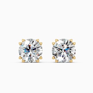 Boucles d'oreilles classiques solitaires en diamant avec diamant de laboratoire de 2,52 carats en or jaune, blanc et rose 9 carats - Product Image 3