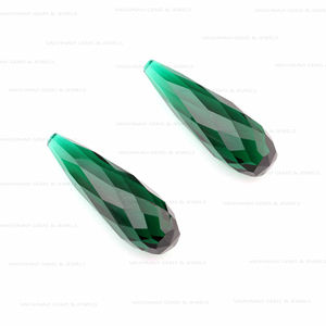 Cuarzo Esmeralda verde de alta calidad, 10x30mm, gota larga facetada, corte Briolette, lágrimas perforadas para la fabricación de joyas, piedras preciosas sueltas - Product Image 2