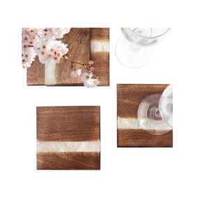 Posavasos de madera de bambú cuadrados sublimación personalizados estilo clásico café personalizado en blanco paleta taza Mat para bebidas - Product Image 1
