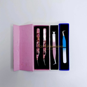 Pinzas para Pestañas de Acero Inoxidable de Alta Calidad GETUP BROSONS IMPEX, Múltiples Colores, Punta Suave, Agarre de Diamante, Antimagnéticas, 10 mm - Product Image 1