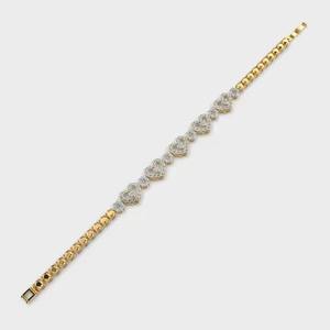 Heart & Dots Diamond Bracelet Tennis Classic Simple Unique Design Real Diamond Studded Bangle Bracelet in 18K Yellow Gold - Product Image 4