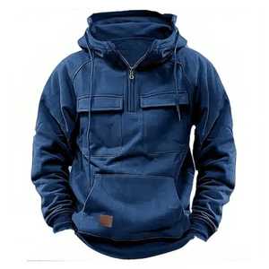 Men's Customized Logo Pullover Sweatshirt Solid Design Hooded Casual <b>Coat</b> with Pocket for Autumn Sportswear on Sale in UK - Product Image 5