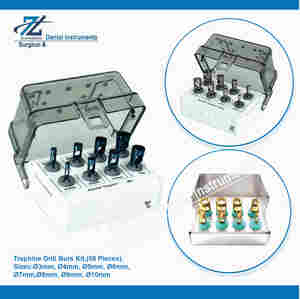 Kit de Brocas Trephine para Implantes Dentales, 8 Piezas, Recubrimiento Azul, Manual, Metal, Grado Médico, Origen Pakistán - Product Image 2