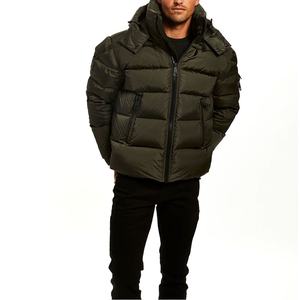 Veste d'hiver de haute qualité pour hommes col montant en toile décontracté solide à capuche rempli de coton Nylon Polyester Logo de marque personnalisé - Product Image 3