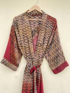 Kimono Vintage de seda crepé, bata suave y cómoda, ropa de descanso ligera de lujo, bata Bohemia, sin secado rápido, verano, otoño y primavera - Product Image 4