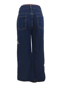 Pantalones Vaqueros de Mezclilla de Pierna Ancha y Cintura Alta para Mujer, Diseño con Parches de Estrellas, Poliéster y Algodón, Secado Rápido, Casuales - Product Image 6