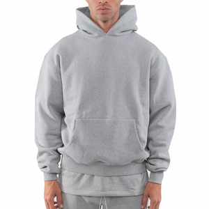Pull à capuche unisexe en molleton 100% coton, surdimensionné, imprimé avec un logo brodé, délavé à l'acide, déchiré, style streetwear - Product Image 2