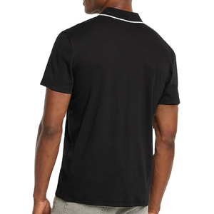 Polo Negro Sólido con Cierre para Hombre, Estilo Casual, Talla Grande, Transpirable, de Piqué Crepé, con Diseño de Cuello con Cierre y Estampado, Diseño OEM - Product Image 2