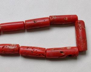 Cuentas de coral italiano natural AAA de 1 hebra, forma de tubo de 16 pulgadas 22X8 a 12X5 cuentas lisas, piedra preciosa de coral - Product Image 2