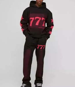 Survêtement OEM à capuche et pantalon de survêtement à logo brodé délavé FLARE pour hommes, ensembles de survêtement personnalisés - Product Image 1