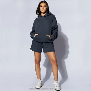 Short à capuche en relief décontracté 2 pièces pour femmes, logo personnalisé, vêtements de sport d'hiver, grande taille, respirant et adapté à la maternité - Product Image 6