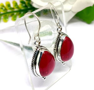 Impressionnant 925 Sterling Silver Dangle Boucle D'oreille Rouge Onyx Gemstone 8X10mm Poire Forme Lunette Réglage Prix De Gros Pour Les Femmes Bijoux - Product Image 2