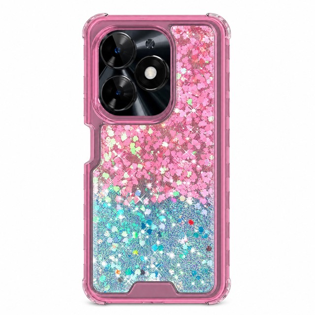 Liquid Glitter Phone Case for Samsung Galaxy S24 Series Shockproof TPU PC Bumper Translucent Camera Protection Pink Blue