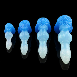 Dildo en silicone souple en gros, motif animal fantastique, chien et <span class=keywords><strong>loup</strong></span>, avec base, bleu verre, 4 tailles, <span class=keywords><strong>jouet</strong></span> sexuel pour adultes pour couples - Product Image 6