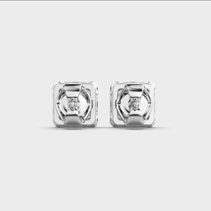 Pendientes de diamante cultivado en laboratorio, corte Asscher, cuadrados, con cuatro puntas, en plata de ley 925. - Product Image 4