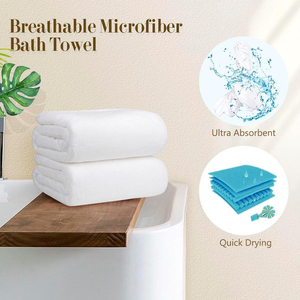 Ensemble de serviettes de bain en coton unisexe de qualité supérieure en blanc rose bleu pour adultes Motif de logo solide de luxe pour salle de bain ou hôtel - Product Image 5