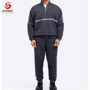 Ensemble survêtement homme personnalisé pour l'hiver, en molleton de coton de haute qualité, léger, respirant, avec fermeture éclair, tenue décontractée, impression de logo personnalisé - Product Image 2