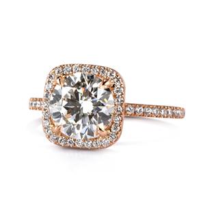 Moissanite redondo corte brillante con forma de cojín Halo anillo de plata de boda de compromiso chapado en oro rosa - Product Image 2