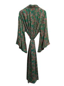 ชุดใส่ในเลานจ์ชุดกิโมโนผ้าไหมยาวถึงข้อเท้าชุดคลุมหลายสีชุดกลางคืนชุดคลุมชุดอินเดียวินเทจผ้าไหมส่าหรีสไตล์วินเทจ - Product Image 4