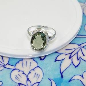 Handmade Vintage Sterling <b>Ring</b> with Natural Green Amethyst <b>Indian</b> Amethyst Stone Fine Jewelry Silver Shop Now - Product Image 3