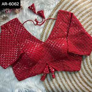 Vêtements traditionnels indiens pakistanais tendance Georgette renard lourd Chemisier pour femmes Collections de prêt-à-porter-Fabrication indienne - Product Image 6