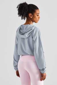 Sweat à capuche surdimensionné de protection solaire pour femmes, gris rhinocéros de conception unique, sweats à capuche anti-rides et respirants pour femme, sweat à capuche zippé de gymnastique - Product Image 4