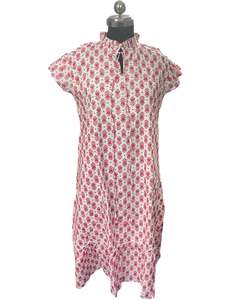 Fait à la main de haute qualité rose imprimé fleuri coton robe pour les femmes élégant Boho indien décontracté été naturel manufacturé indien - Product Image 2