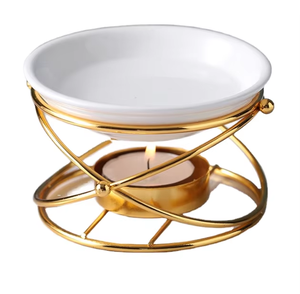 도매 수제 철 프레임 왁스 용융 골드 캔들 버너 세라믹 향수 오일 버너 왁스 멜터 가정 장식 - Product Image 6