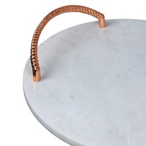 ถาดเสิร์ฟเนื้อหินอ่อนทรงกลมด้ามจับทำจากเหล็กสแตนเลสสตีลสีโรสโกลด์ใช้ในบ้านอาหารรูปแบบสี่เหลี่ยมผืนผ้า - Product Image 4