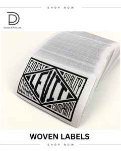 Etiquetas tejidas de alto número de hilos para ropa, etiquetas de tela a granel personalizadas, técnicas de estampado en caliente cortadas con láser, suministro directo - Product Image 4