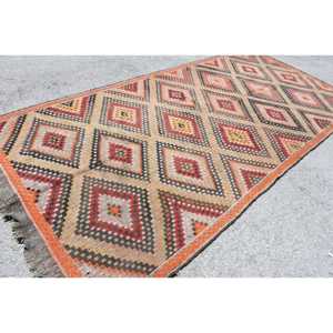 5.7x11.9 ft Rug, Turkish Vintage Rug, <b>Red</b> Kilim <b>Wool</b> Rug - Product Image 2