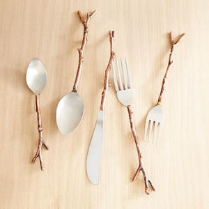 Ensemble de couverts en acier inoxydable argenté poli avec poignée unique faite à la main de style occidental pour la maison mariage hôtel restaurant - Product Image 6