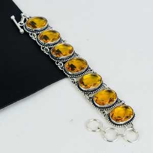 Yellow Citrine Gemstone Handmade <b>Bracelet</b> 925 <b>Sterling</b> <b>Silver</b> Antique Jewelry Gifts Love Birthday Gift For Girlfriend - Product Image 1