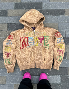 Nueva Sudadera con Capucha Bordada de Gran Peso con Logotipo Personalizado, Lavada al Ácido, Desteñida al Sol, con Cierre, Estilo Vintage, Talla Grande para Hombre - Product Image 2