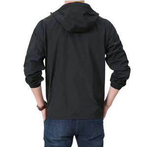 Veste de sport solide pour hommes avec poches, veste à capuche à manches longues avec fermeture éclair active pour toutes les saisons - Product Image 4
