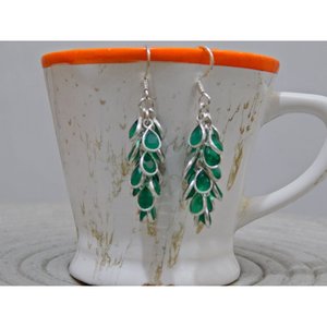 Boucle d'oreille en argent sterling 925 de style vintage en onyx naturel avec crochet en onyx vert avec présentation de cadeau de luxe - Product Image 1