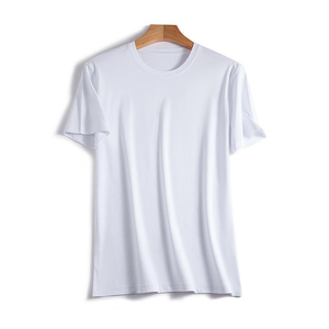 <b>Men's</b> Half Sleeve Casual Flannel Fabric Breathable Eco-Friendly <b>Collarless</b> Solid Color Plain Dyed Spring T-<b>Shirt</b> - Product Image 6