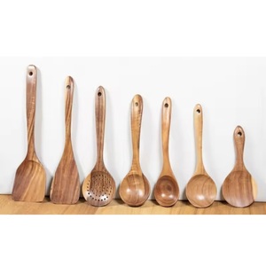 Cuchara de cocina duradera de madera natural para utensilios de cocina antiadherentes respetuosos con el medio ambiente, fácil de limpiar, solo lavado a mano, juegos de herramientas de cocina versátiles - Product Image 4