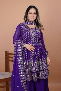 Designer pakistanais indien Georgette Sharara costume dernière Collection prête à l'emploi pour les femmes Heavy Duptta fête ethnique vêtements de mariage - Product Image 3